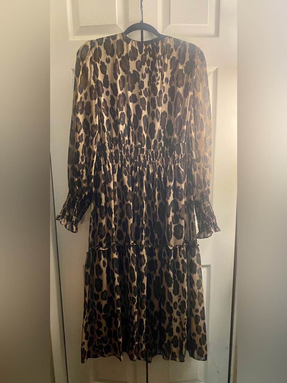 Taylor Leopard Print Long Sleeve Midi Dress - Brown & Black - Picture 2 of 4